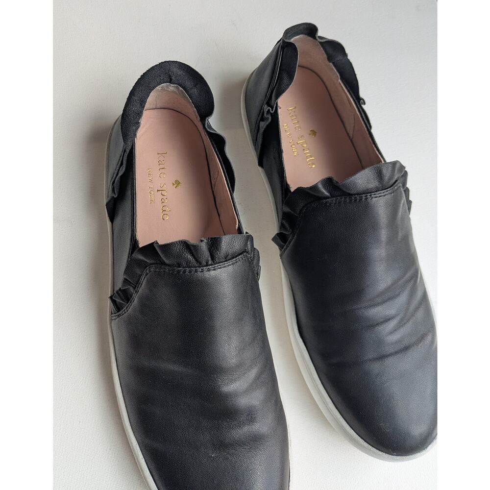 Kate Spade New York Lillie Leather Slip On Tennis Shoe / Loafer, Ruffle Detail - Picture 11 of 16